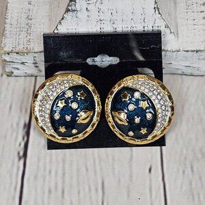 Swarovski Crystal Moon Clip On Earrings